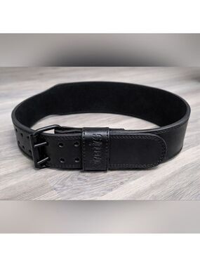 Aesthreadics Black Leather Weightlifting Belt | Gym Strength Training | New